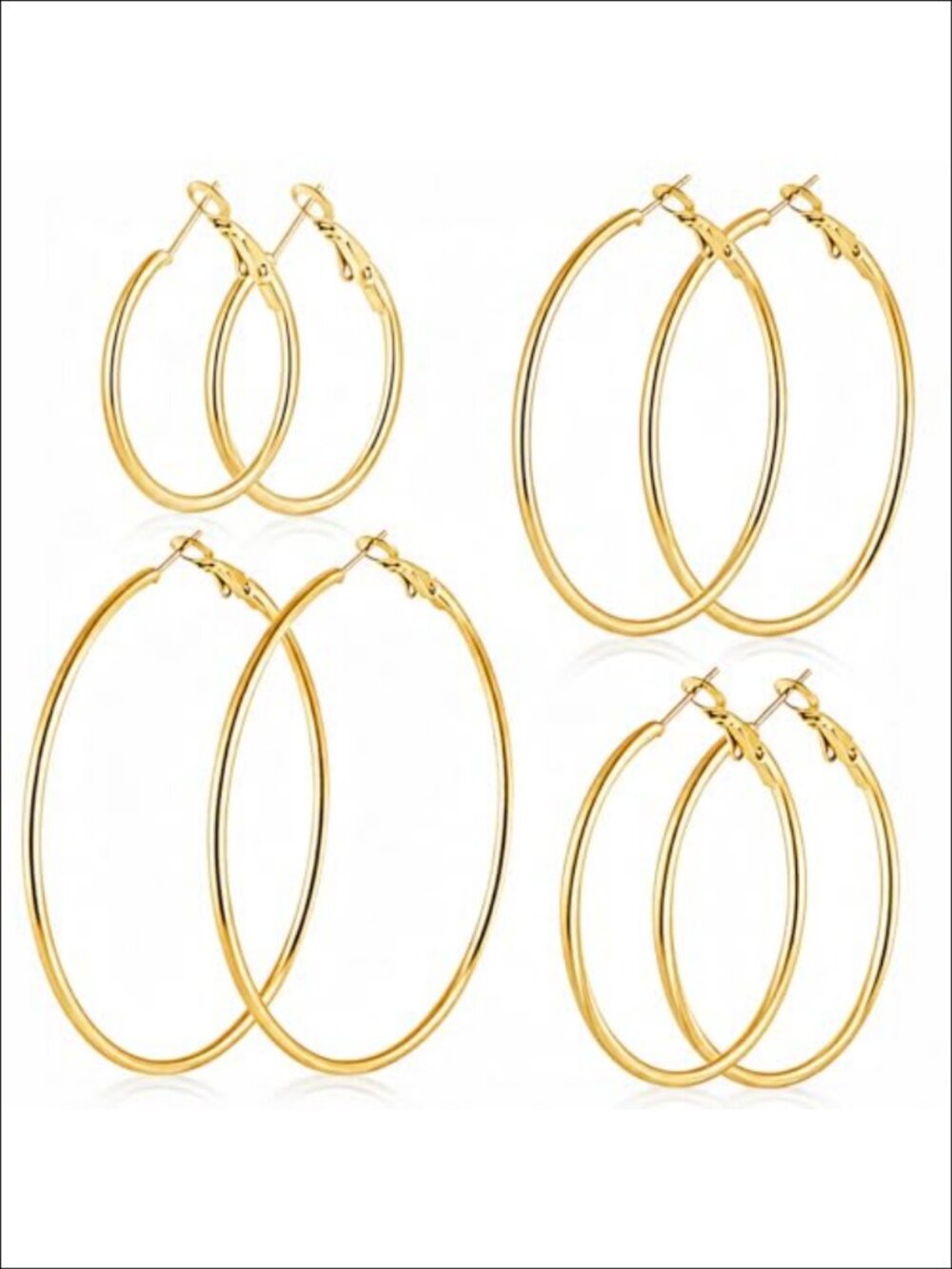 4 Pairs Stainless Steel Hoop Earrings Set for Women Hypoallergenic